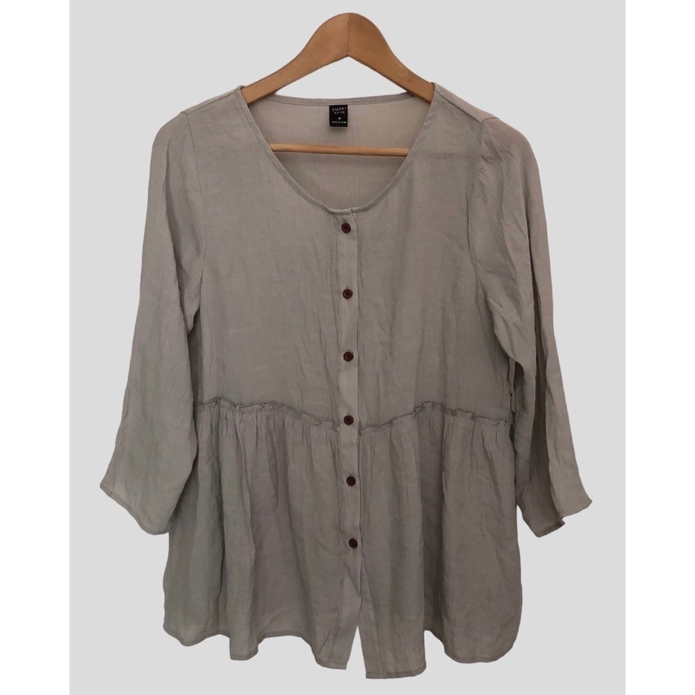 Emery Rose Button Down Ruffled Blouse